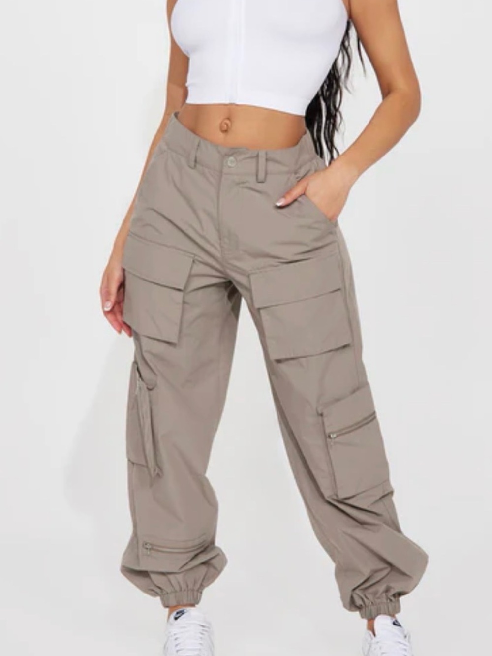 Taupe Cargo Jogger Pants